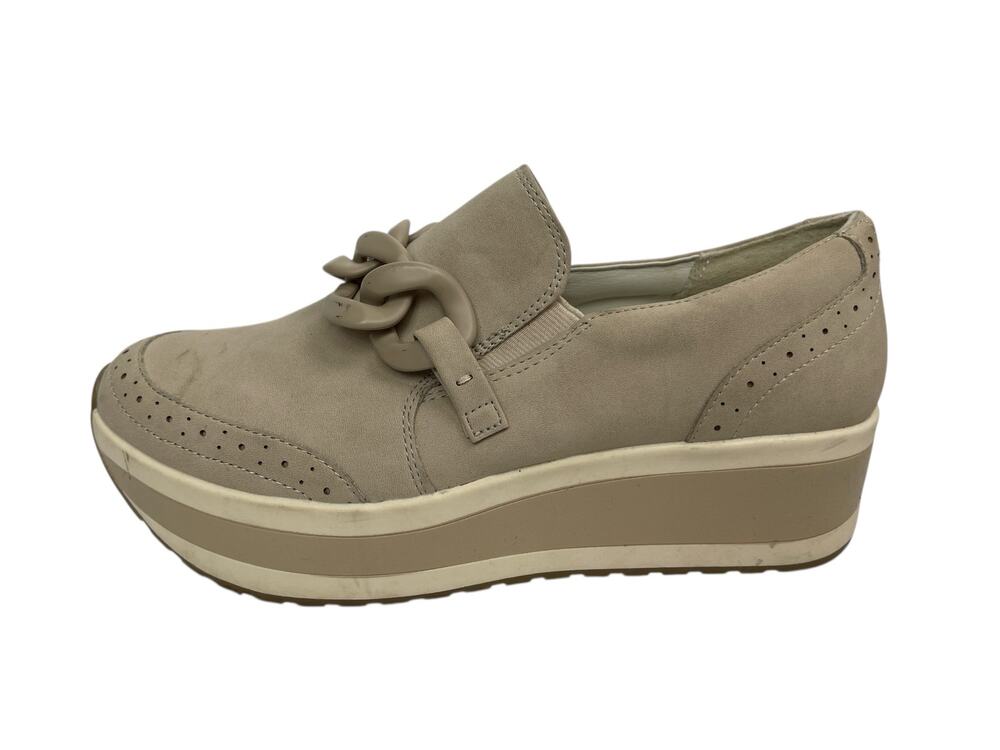 Dolce Vita Jhenee Beige Suede Leather Round Toe Chunky Platform Loafers Shoes 9